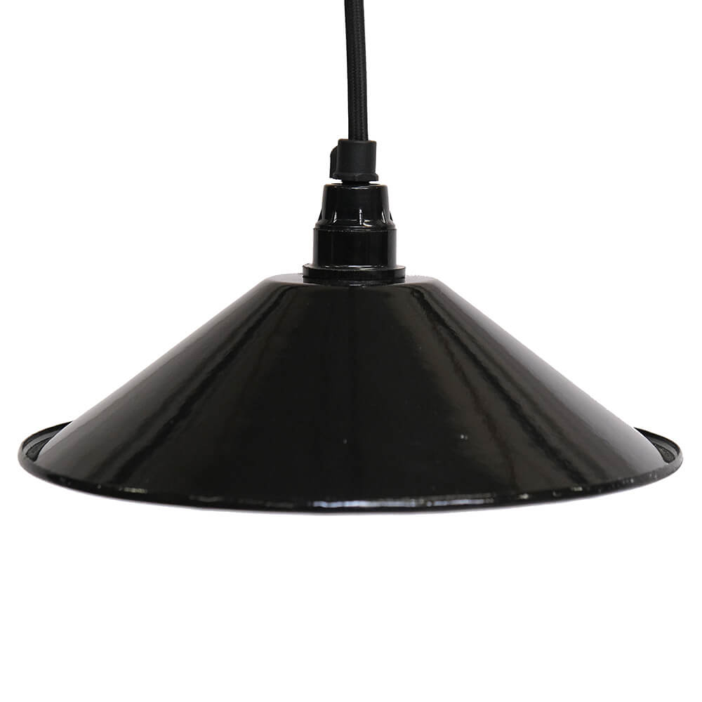 Enamel loftslampe - sort
