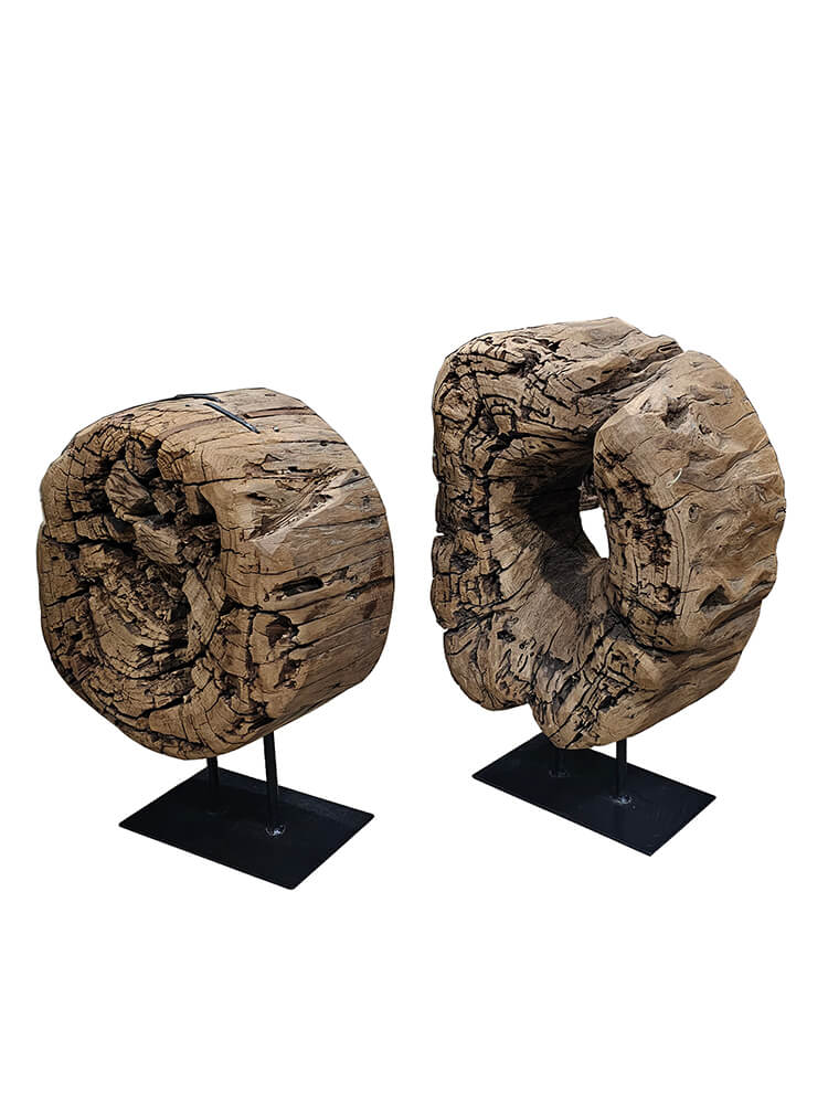 Anjali rund træskulptur - S