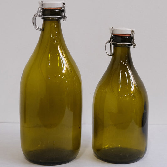 Vintage ølflaskesæt i grønt glas