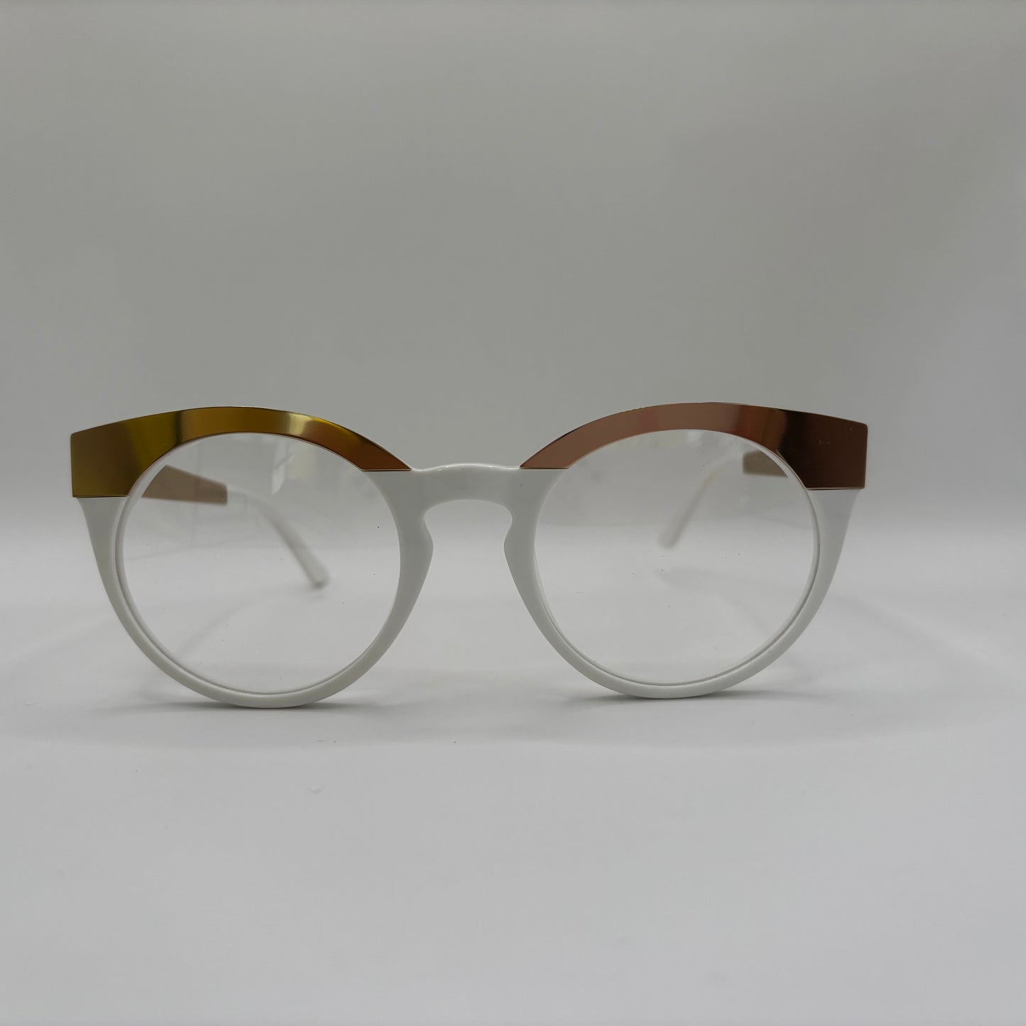 FRÆK HVID BRILLE MED GULD KANTER