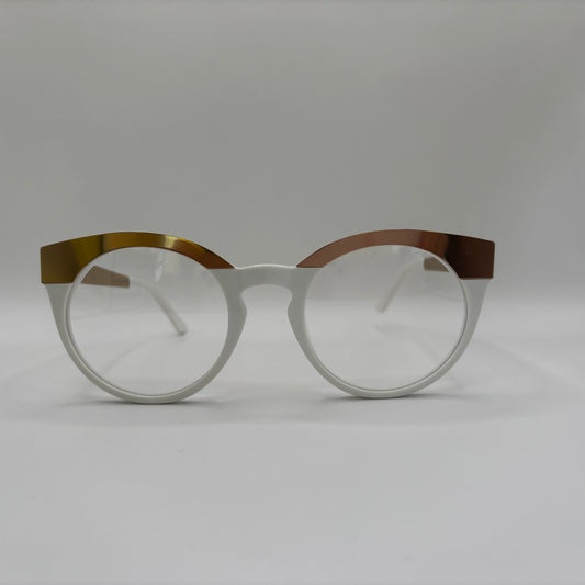 FRÆK HVID BRILLE MED GULD KANTER