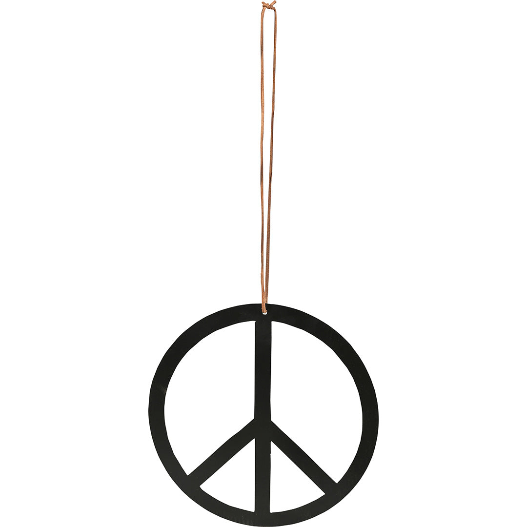 Peace tegn i lædersnor - L