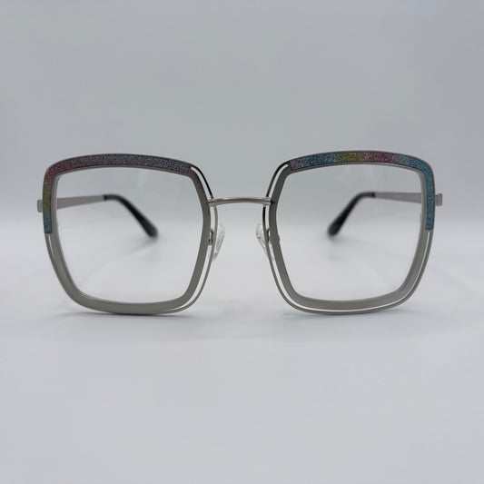 CRAZY OVERSIZE BRILLE MED GLIMMER OG RAKETFART