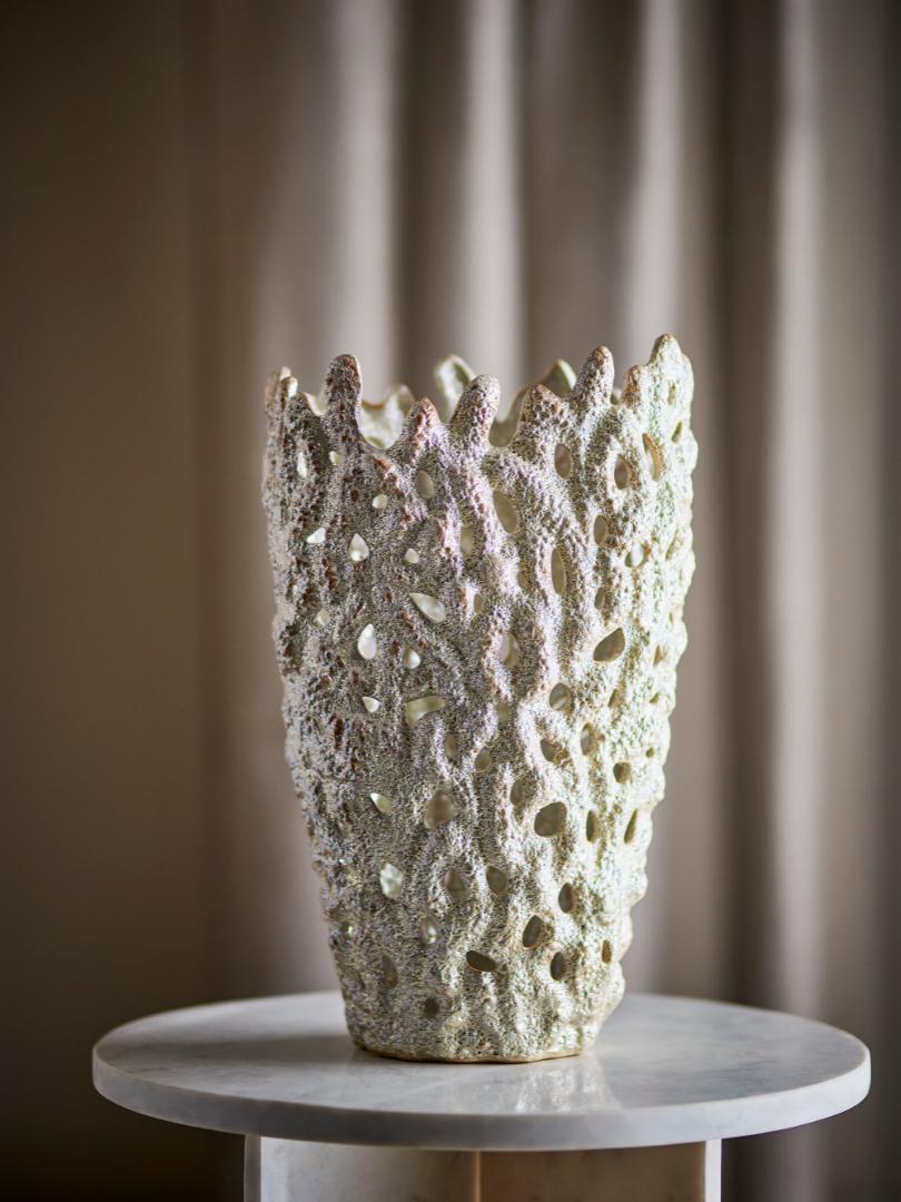 Eunice Deko Vase, Hvid, Stentøj